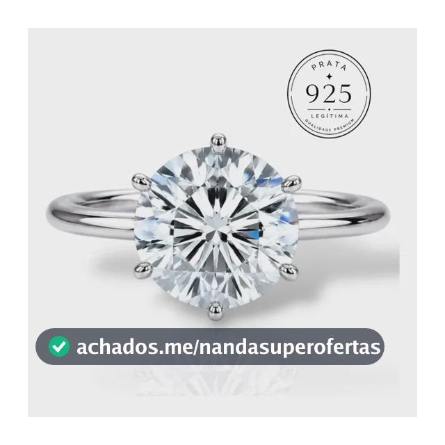 Anel Solitário Vírginia Brilhante Luxo Prata 925