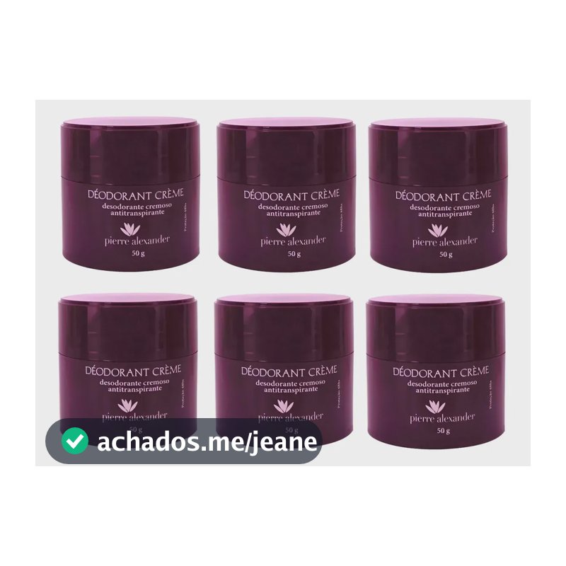 em creme Pierre Alexander Desodorante Creme Antitranspirante suave pacote de 6 u
