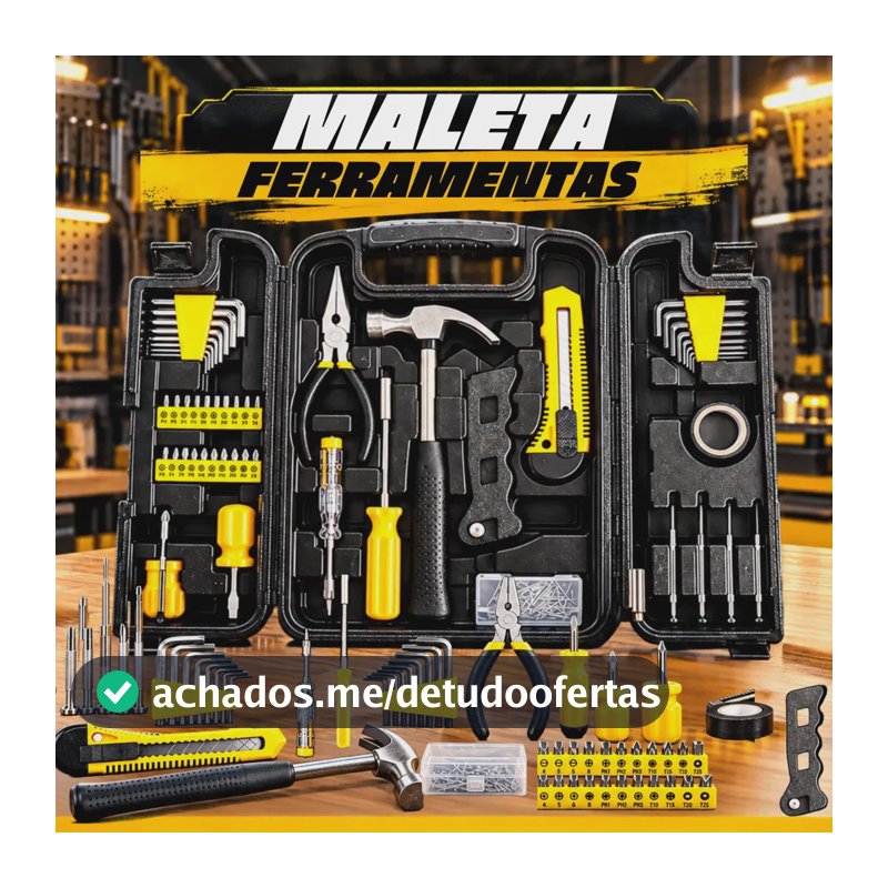 Jogo Maleta ferramentas 200 peças profissioal e domestico Completa Manutenção, Alicate, Bits, Estilete, Chaves Allen, Fenda E Phillips, Martelo, Serra, Fita Isolante, Pregos, Buchas, Chave Voltagem