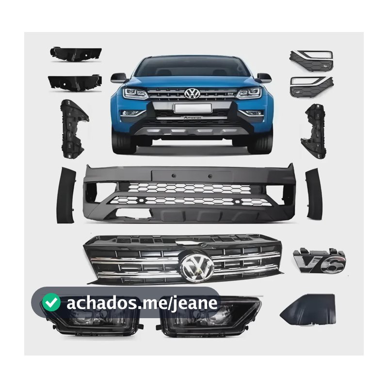 Parachoque Dianteiro Completo Grade Amarok 2017/2020 C/guia Preto/cromado