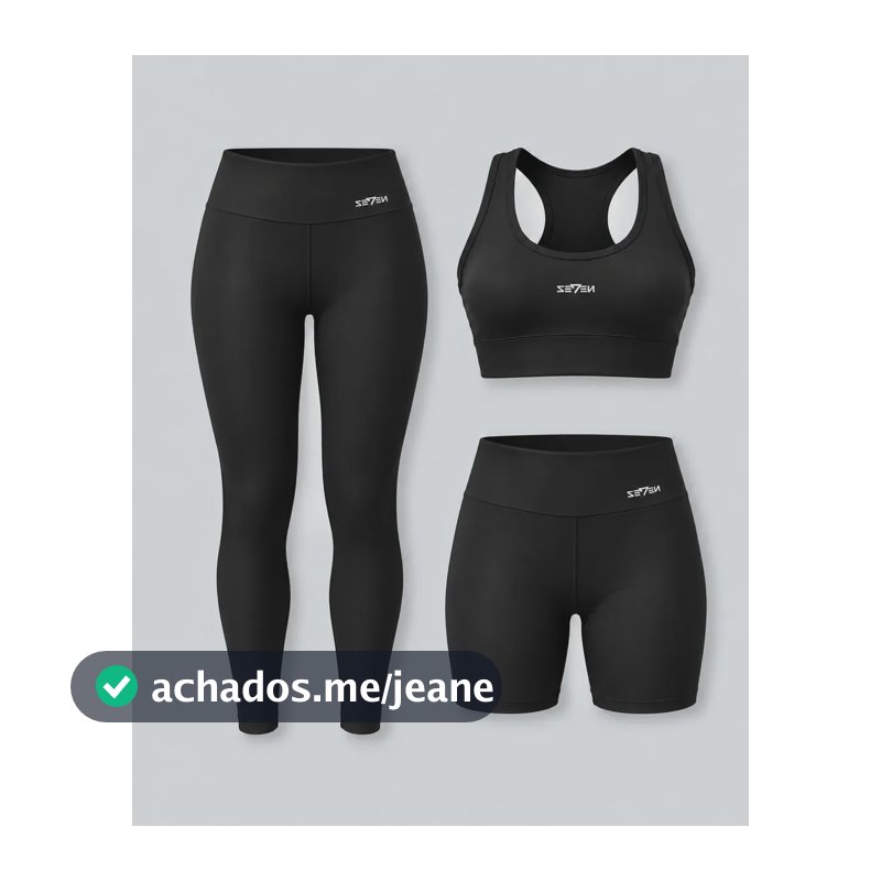 Kit Conjunto Feminino Fitness Top Nadador + Legging + Short Preto Gg
