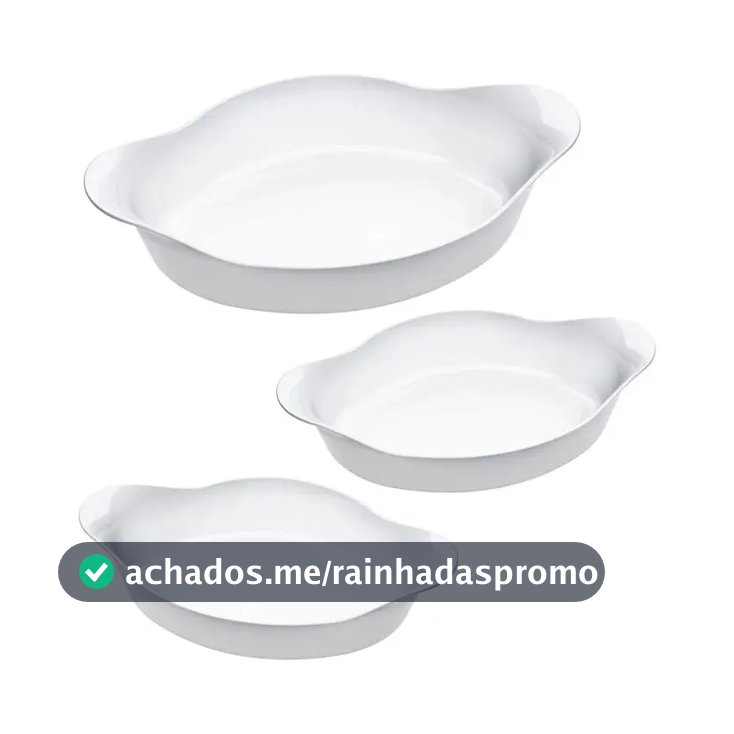 Marinex Conjunto de Assadeiras Oval Opaline 3 Peças Branco
