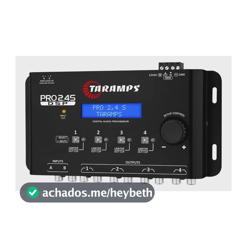 Processador de Áudio Digital Taramps Pro 2.4S para Som Automotivo com Crossover e Equalizador 15 Bandas