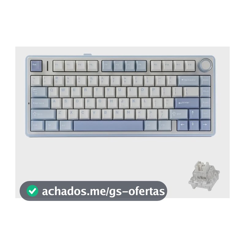 Teclado Aula F75 Sem Fio Mecânico Tri Mode Hot Swap Cor de teclado Azul Sal Marinho Idioma Inglês US