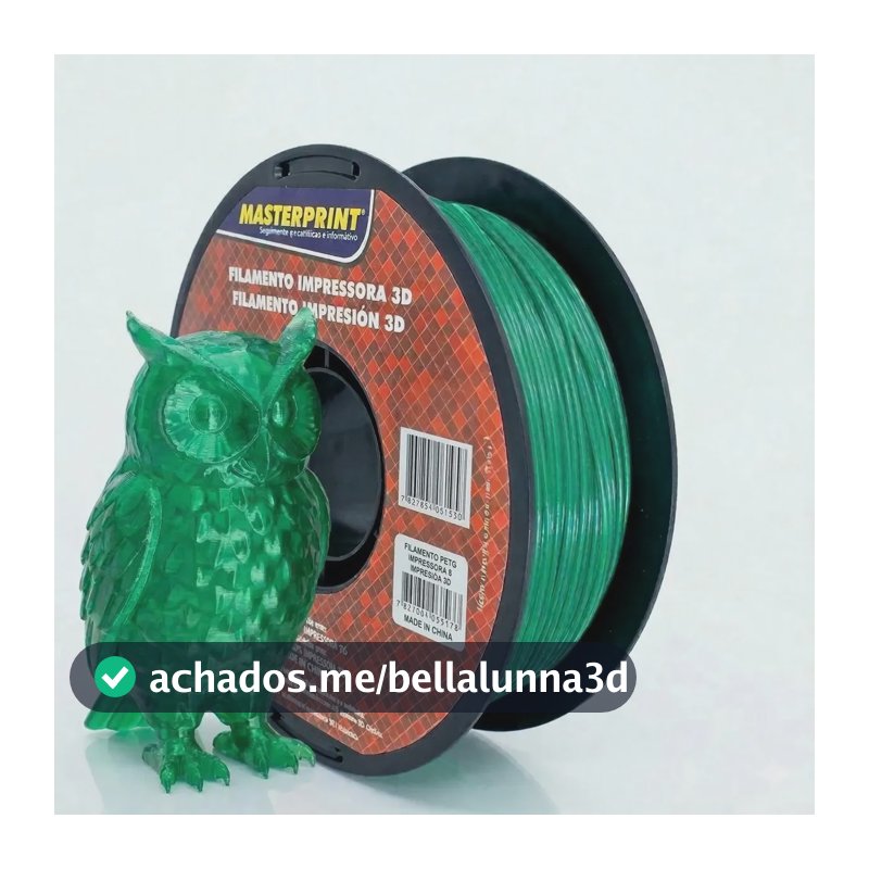 Filamento 3d Masterprint Petg 1.75mm 1kg Cores Cor Translucido Verde