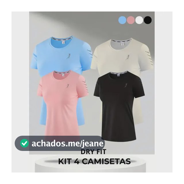 Kit 4 Camisetas Dry Fit Feminina Academia Tecido Levinho