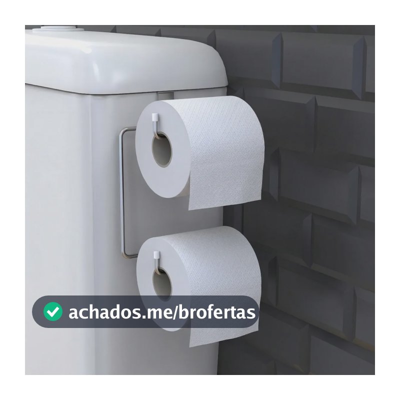 Porta Papel Higiênico Duplo Para Caixa Acoplada Banheiro Prateado