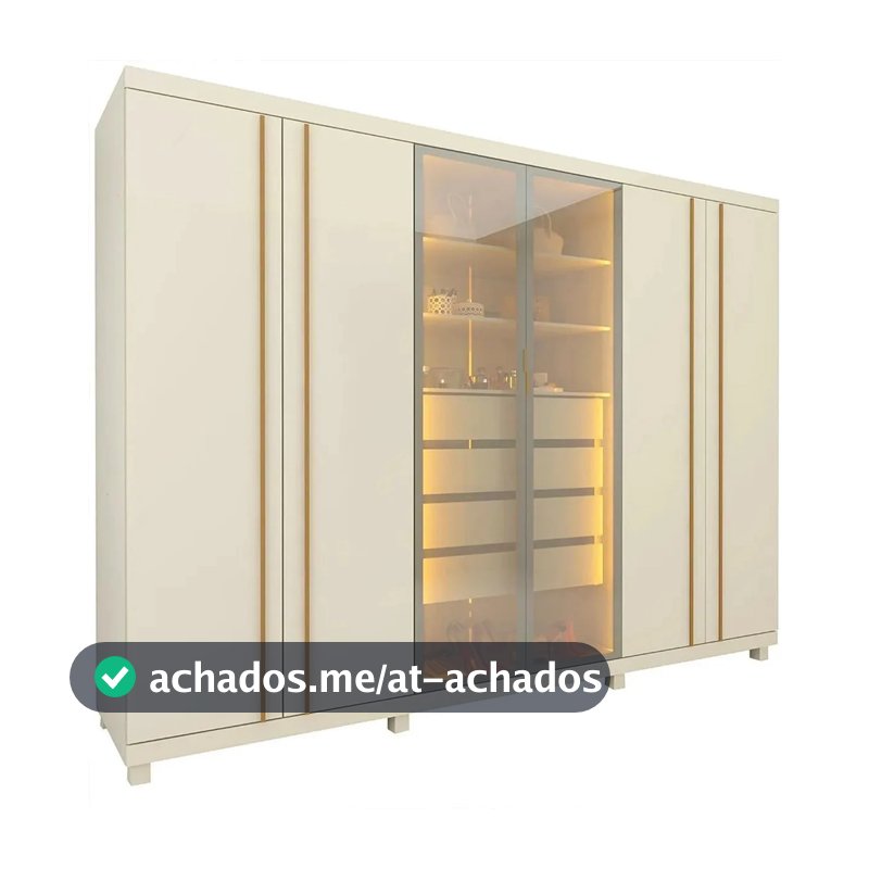 Guarda-roupas Casal 6 Portas Com Pés E Led Absolut Ah Off White