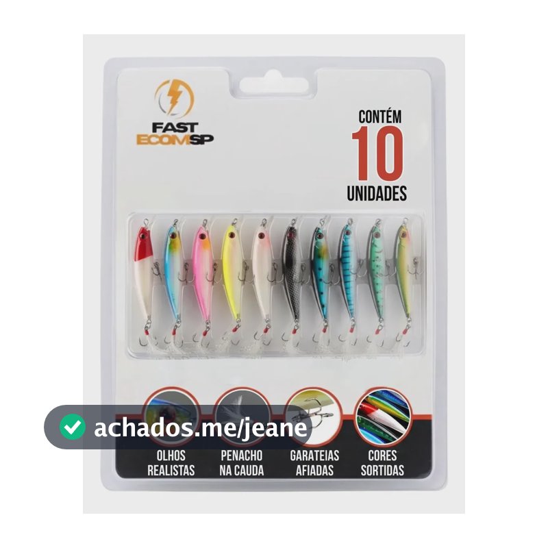 Isca de pesca artifical Fast Ecom Iscas Meia Agua cor diversos com 2 ganchos x 10 unidades do 9cm x 8g para uma profundidade máxima de 1.2m