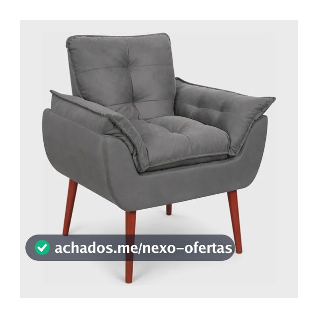 Poltrona Decorativa Para Sala Quarto Recepção Opala Cinza-escuro
