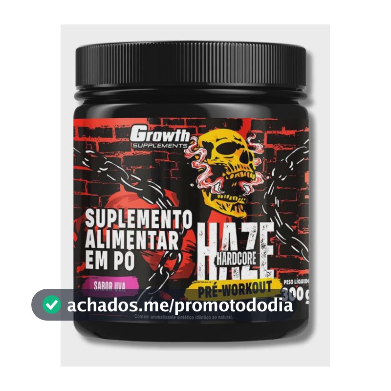 Growth Pré-treino 300g Haze Mais Energia No Treino Sabor Uva
