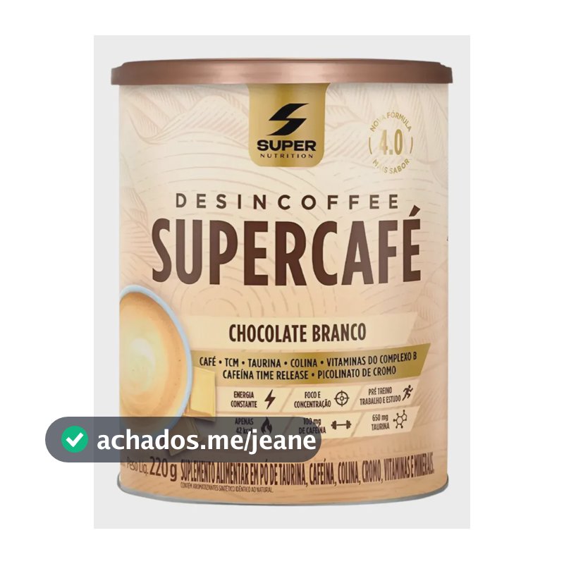 Supercafé Desincoffee 220g Chocolate Suíço Super Nutrition Sabor Chocolate Branco