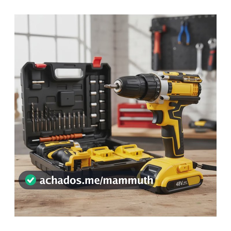Parafusadeira Furadeira Impacto 3 Funções Sem Fio 2 Baterias Amarelo 50hz/60hz