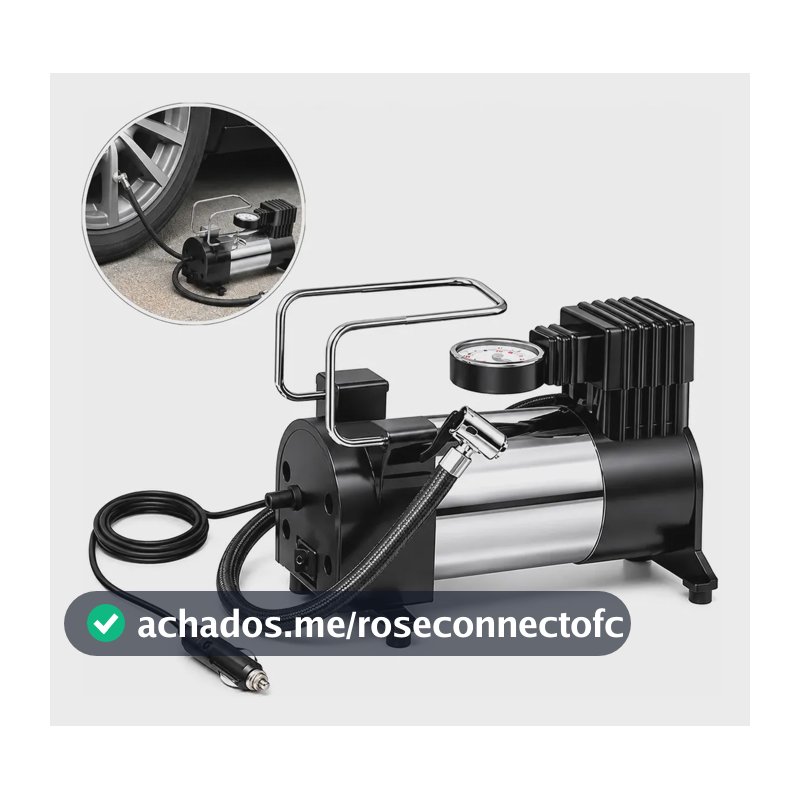 Compressor de Ar Portátil 35L/Min para Automóveis e Bicicletas Carro Moto Pneus