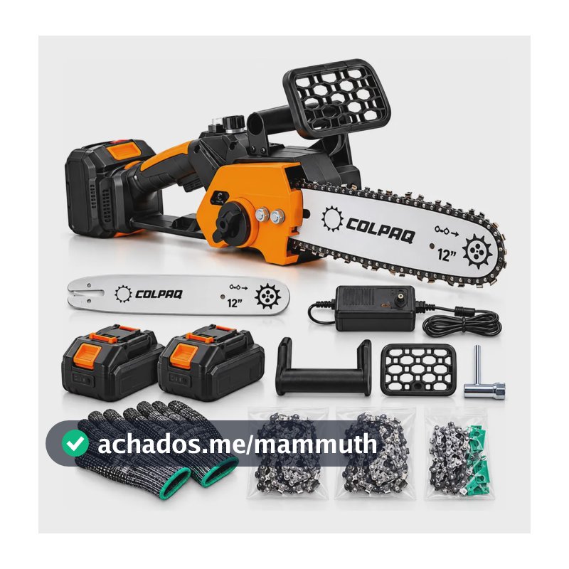 Moto Serra Elétrica 12 Polegadas 2 Baterias E 3 Correntes Portátil Recarregável Profissional Marca Colpaq