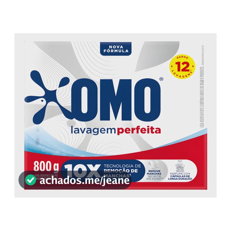 Sabão Em Pó Omo 800g Lavagem Perfeita Original Tira Mancha