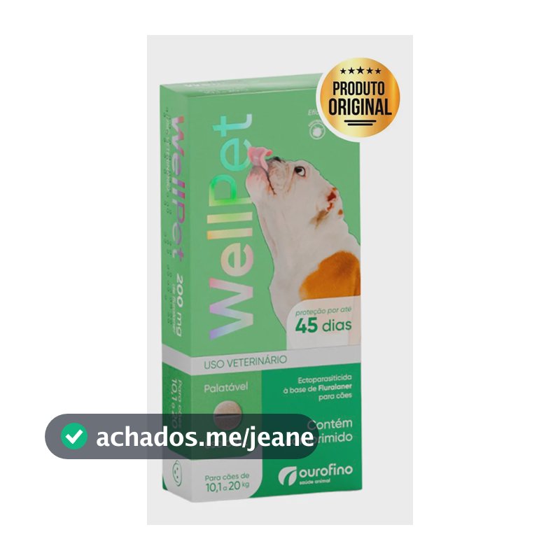 Ourofino Wellpet 200mg Antipulgas Cães 10,1 A 20kg 1 Compr