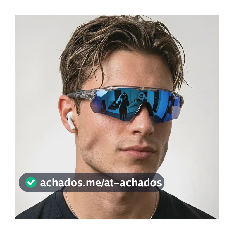 Óculos Esportivo Premium Proteção Uv400 Baixa Pace Ciclismo Cinza / Azul Claro