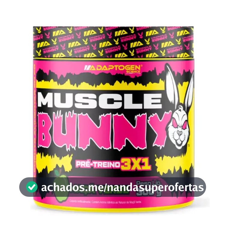 Pré Treino Muscle Bunny C/300g - Adaptogen Sabor Maçã Verde