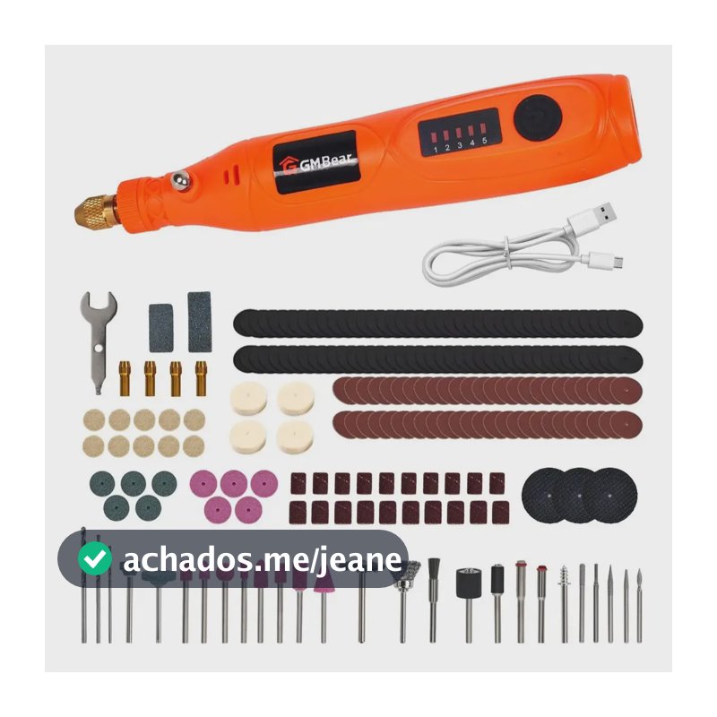 Micro Retífica a Bateria GM Bear PF130DM com 5 Velocidades e 99 Acessórios