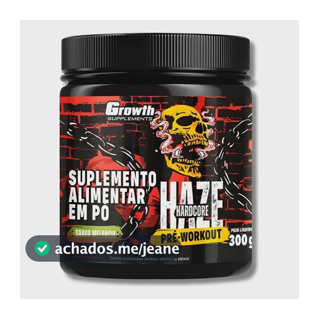 Growth Pré-treino 300g Haze Mais Energia No Treino Sabor Melancia