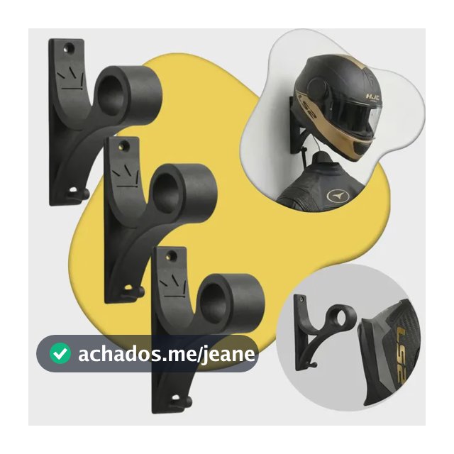 Kit 3 Suporte De Capacete Parede Kingbr Com Gancho Porta Chaves Organizador Acompanha Parafusos E Buchas Para Capacete De Moto Bike Motocross E Skate Cor Preto