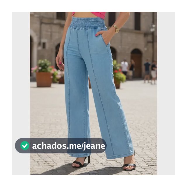 Calça Jeans Molinha Leve Social Wide Leg Pantalona Modelador