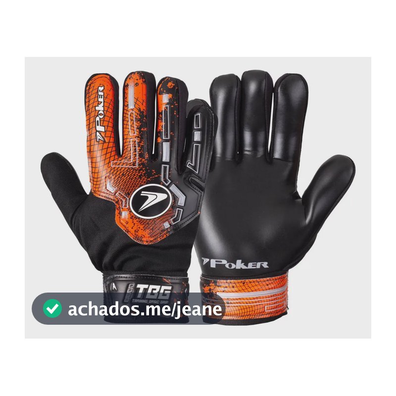 Luva De Goleiro Futebol Treino Campo Poker Focus Traning Cor Laranja Tamanho 10