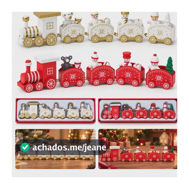 Trem De Natal Decorativo Em Madeira 25 Cm Para Mesa