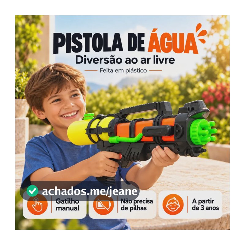 Pistola de Água Lança Água Arminha Infantil Grande Potente para Piscina Praia Water Gun Brinquedo Arma Lançador Diversão