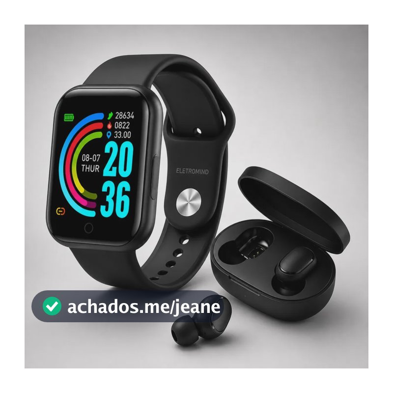 Smartwatch Relógio Inteligente Digital Masculino Feminino Fone De Ouvido Sem Fio Bluetooth Preto Esportivo Infantil Eletromind Preto