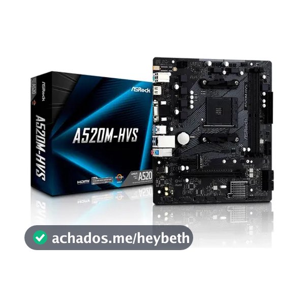 Placa Mae Amd Am4 A520 2xddr4 Hdmi/vga A520m-hvs Asrock