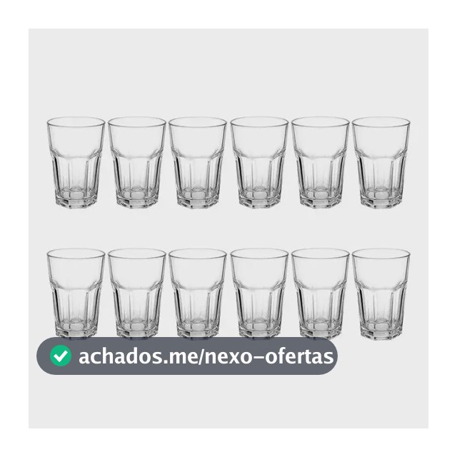 Jogo C/ 12 Copos De Vidro Grosso 340 Ml Resistente