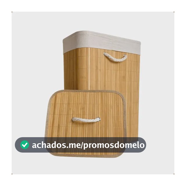 Cesto de Roupa Bambu Retangular de 72L com Tampa e Forro de Linho
