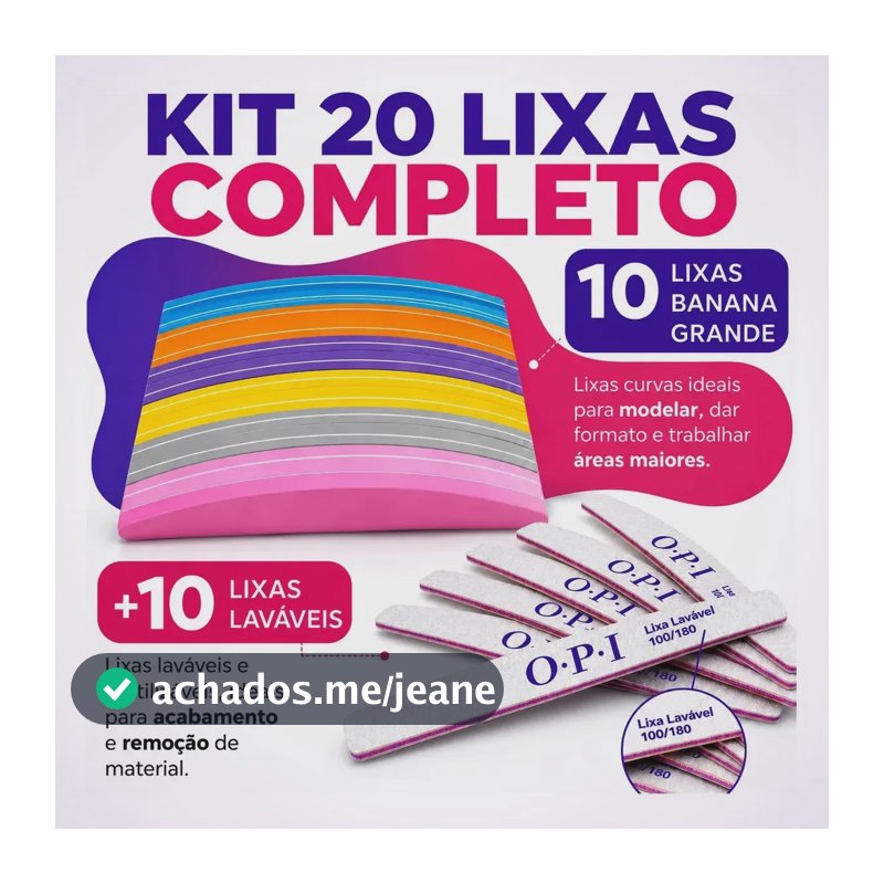 Kit 10 Lixa Buffer De Polir + 10 Lixas Banana 100/180 Nails Bmed