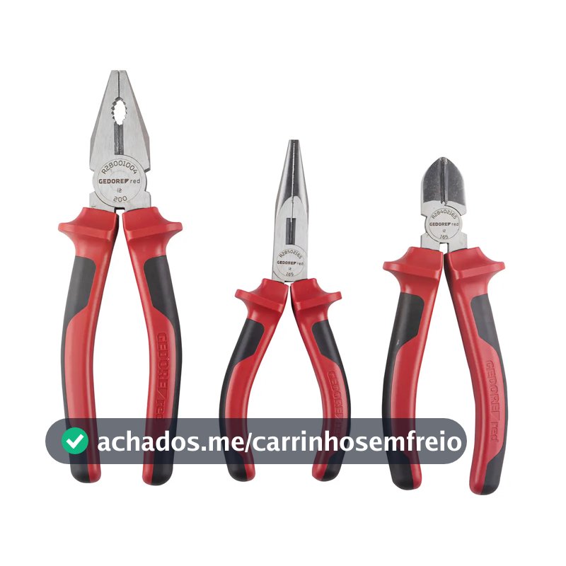 Jogo 3 Ferramentas Alicates De Corte Universal E Bico Gedore