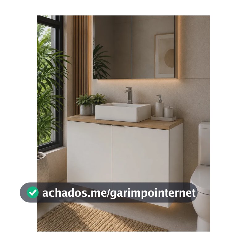 Armário de Banheiro Aéreo Estilare Nature Branco e Carvalho 90cm