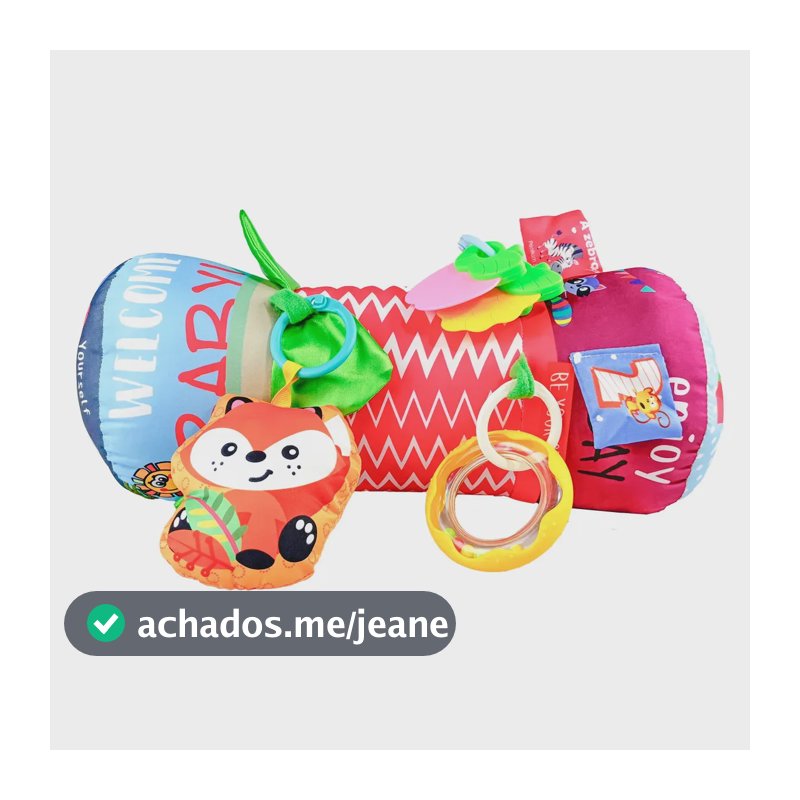 Almofada Rolinho Atividades Para Bebê Com Mordedor Maxi Baby - Rosa