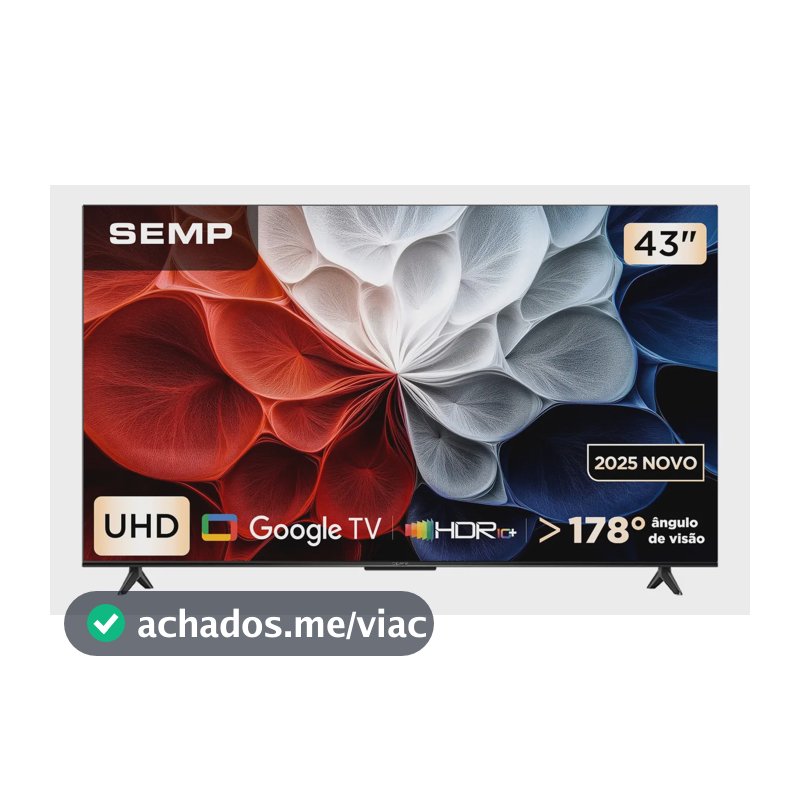 Smart Tv Semp 43 Polegadas Led Hva 4k S62 Wifi Bluetooth Google Tv 3 Hdmi Hdr10+ Dolby Audio 43s62