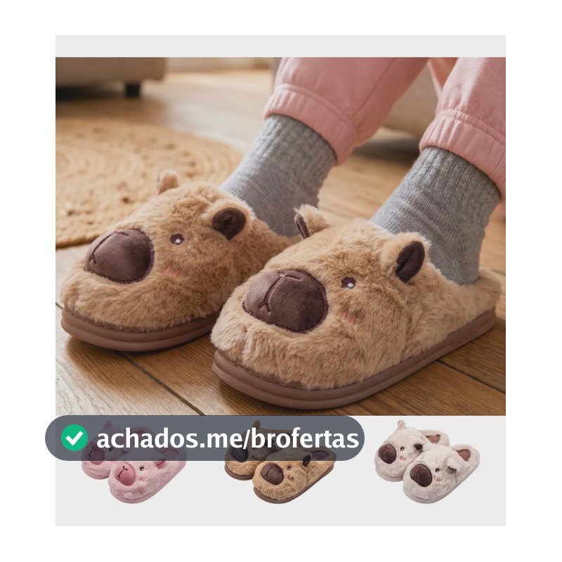 Pantufa Chinelo Capivara Antiderrapante Cores Unissex Marrom Castanha - Aberto 35/36br