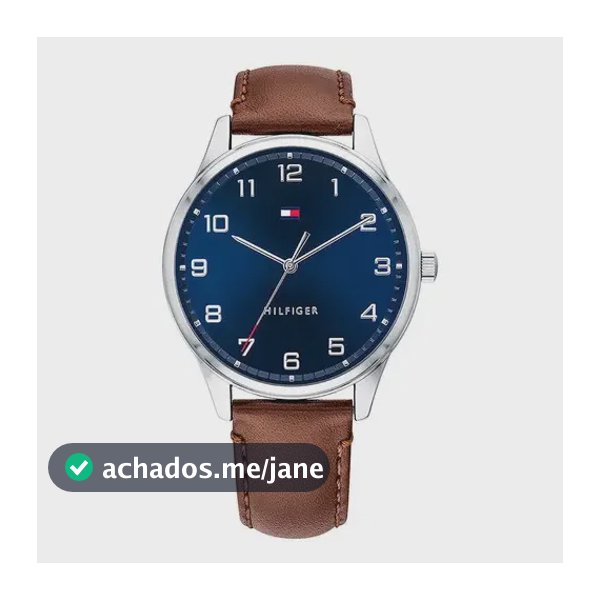 Relógio Tommy Hilfiger 1791659 Cor de malha original: cor de moldura marrom, cor de fundo prateada, cor de fundo azul