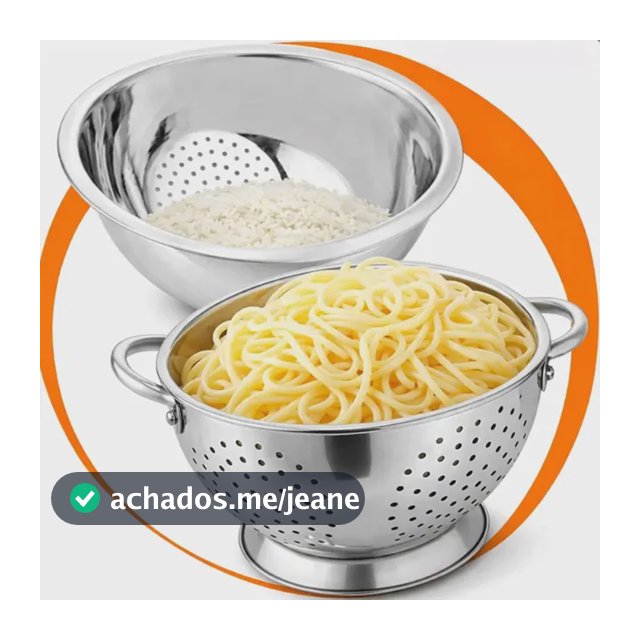 Kit Escorredor Macarrão Massas + Escorredor Arroz Aço Inox Inox