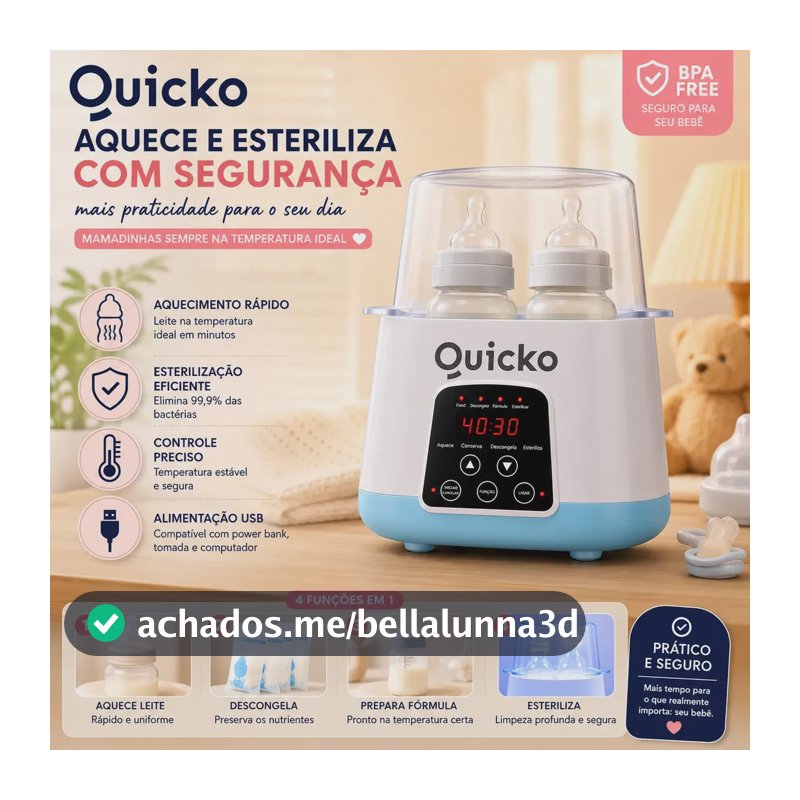 Aquecedor E Esterilizador Mamadeira Bpa Free Para Bebe Quicko Aquecedor De Mamadeira Aquecedor De Mamadeira Usb Preparador De Mamadeira Com Kit Para Limpeza