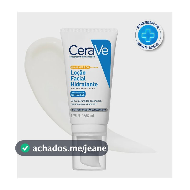 Loção Facial Hidratante FPS 50 com Ceramidas e Niacinamida, AM CeraVe, 52g