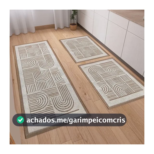 Kit Tapetes Passadeira 3 Peças Linea Luxo Tear Para Cozinha
