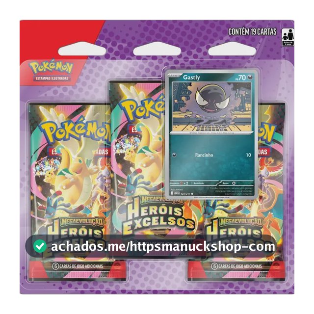 Jogo De Cartas Blister Triplo Pokémon Gastly Me02.5 Heróis Excelsos