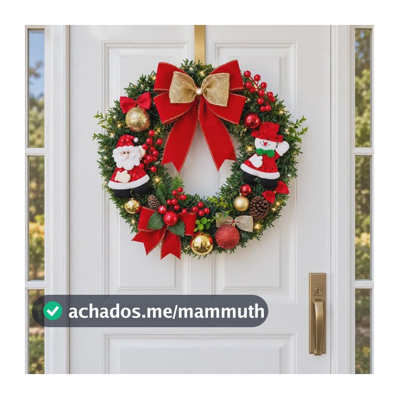 Guirlanda Laço Vermelho Papai Noel Grande 45 Cm Luz Led Luxo Vermelho