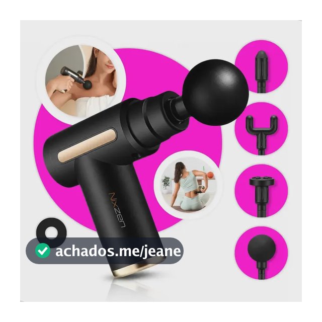 Massageador Pistola Elétrica Profissional Muscular Portátil Aparelho Fisioterapia Corporal 6 Velocidades 4 Cabeças De Alívio Dores Relaxamento Liberação Recuperação Muscular Nixzen