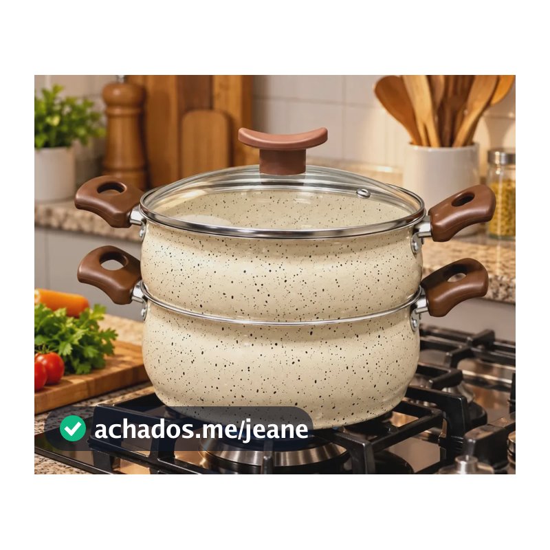 Panela A Vapor Dona Chefa Antiaderente De 18 Cm Com Tampa De Vidro - Vanilla