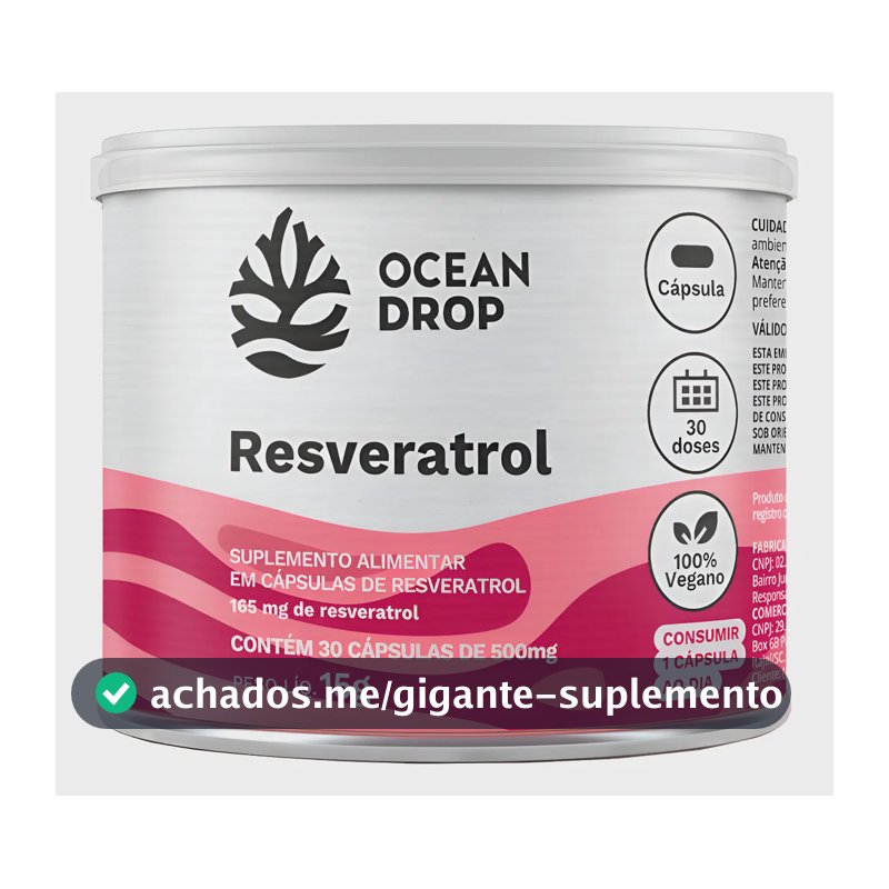 Resveratrol Ocean Drop Composto Fenólico Bioativo Ativo Resveratrol 30 Capsulas